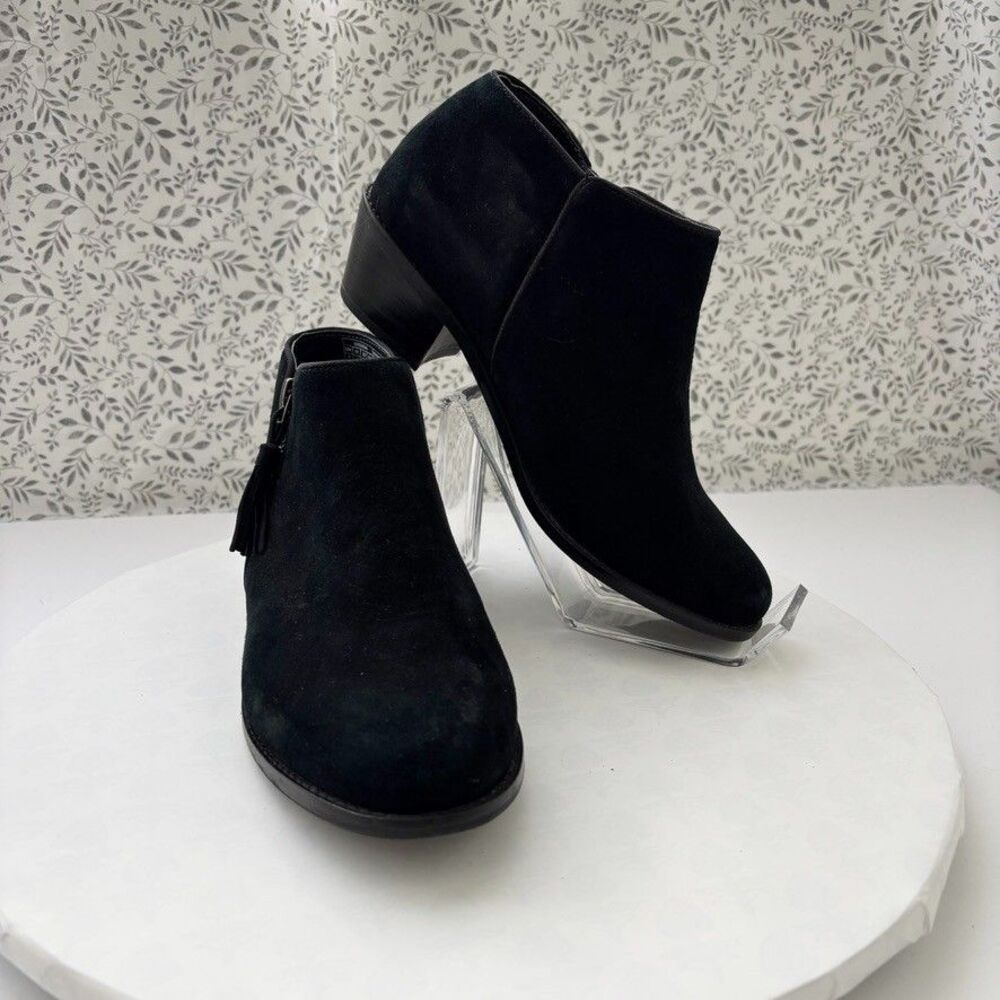 Vionic Joy Serena Ankle Boots Women’s 6 Black Suede Tassel Zip Comfort Booties